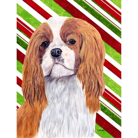 PatioPlus Cavalier Spaniel Candy Cane Holiday Christmas Flag - Garden Size44; 11 x 15 in.